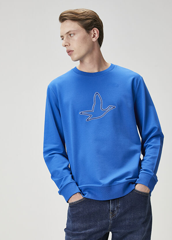 Beymen Club Saks Kontrast Kaz Nakışlı Sweatshirt - 1