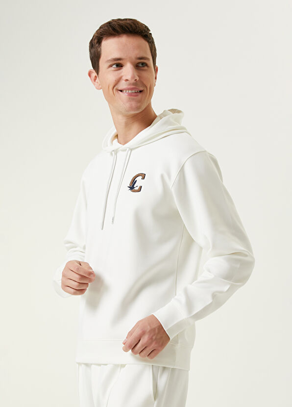 Beymen Club Beyaz Kapüşonlu Kazlı Logo Detaylı Sweatshirt - 2