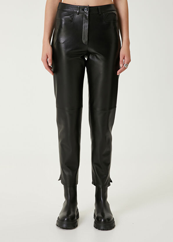 Beymen Club Straight Fit Siyah Deri Pantolon - 2