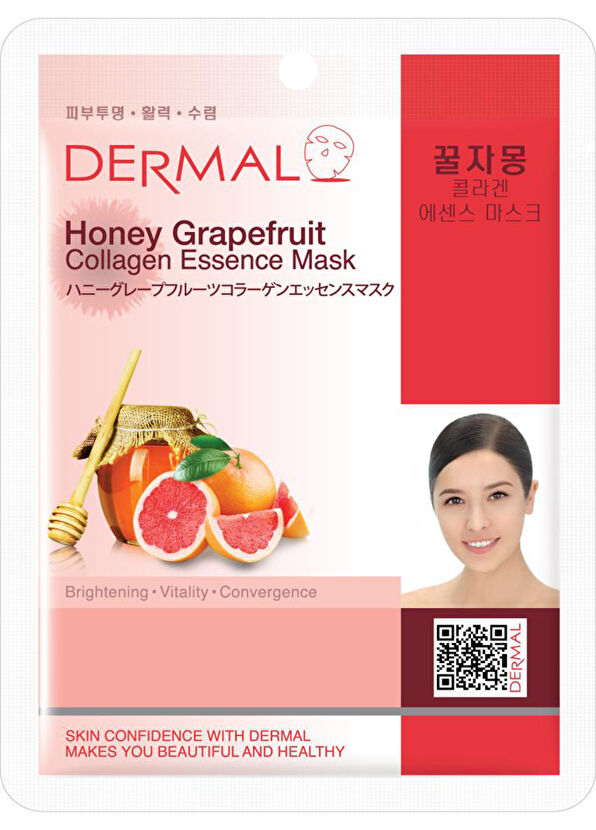 Dermal Honey Grapefruit Collagen Extract Brightening and Revitalizing 10-Pack Face Mask - 2