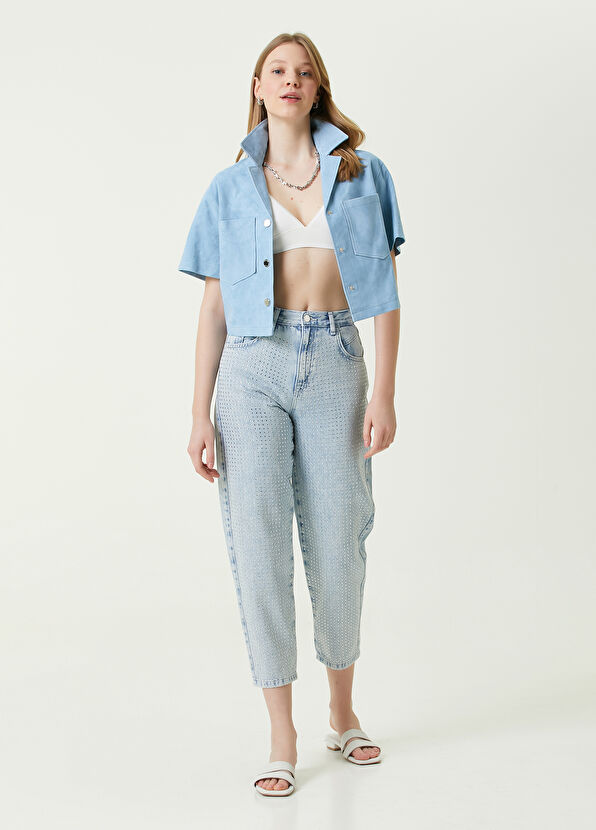 Beymen Club Slouchy Açık Mavi Taş Baskılı Jean Pantolon - 1