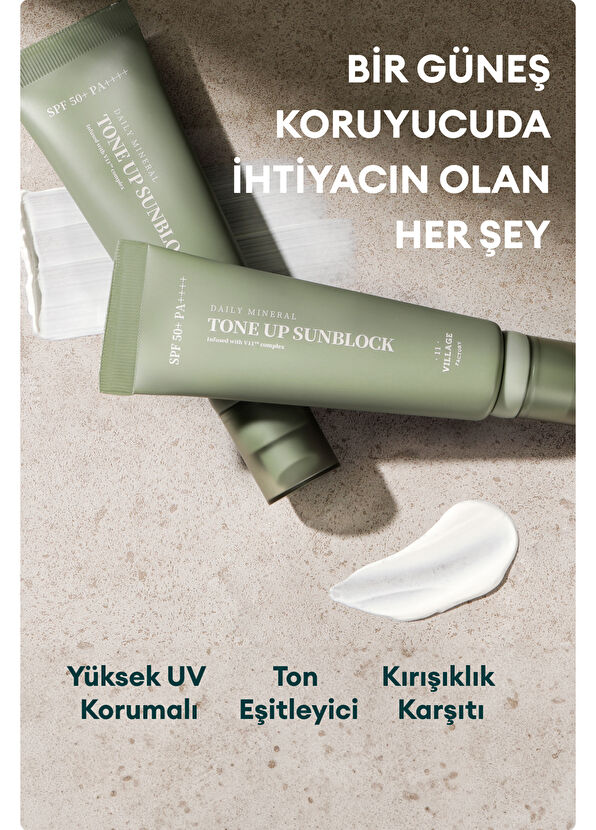 Village 11 Factory Daily Mineral Tone Up Sunblock SPF50+ PA++++ Ton Eşitleyici Vegan Güneş Kremi 50 ml - 2