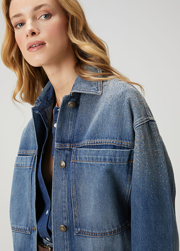 Beymen Club Blue Hotfix Detailed Denim Jacket - 2
