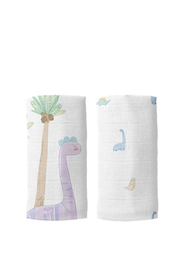 Casadora Baby Dino 100% Organic Cotton 2-Piece Muslin Cover Set - 1