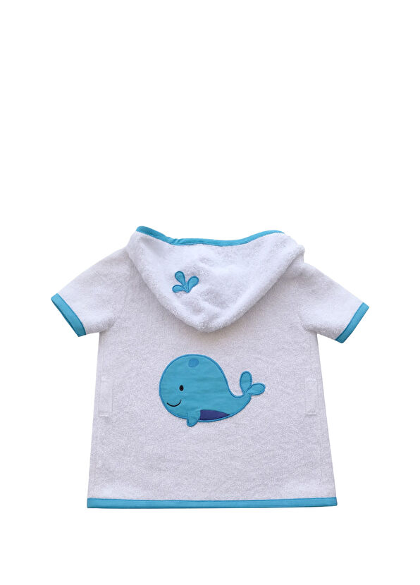 Mer.Paww Balina Desenli Beyaz Küçük Irk Köpek ve Kedi Bornoz - 1