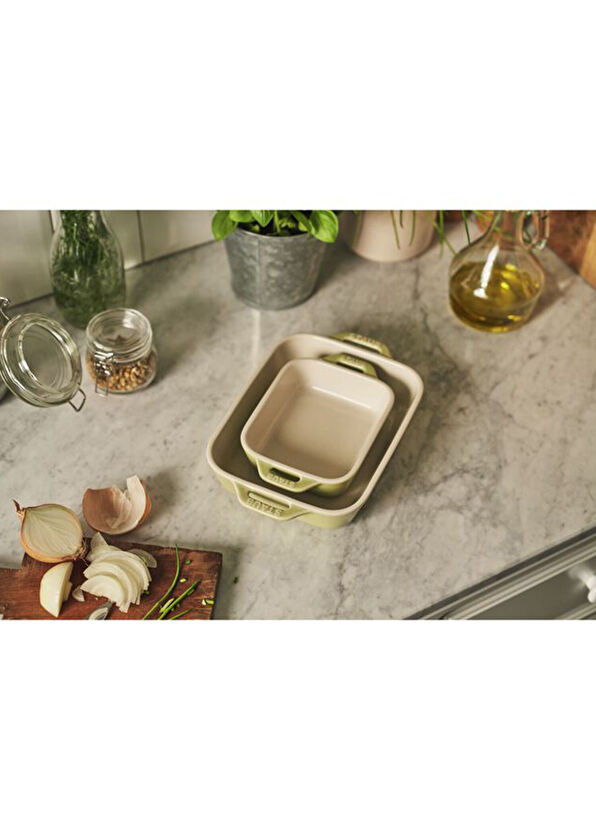 Staub Açık Yeşil Seramik 2 Parça Fırın Kabı Seti - 3