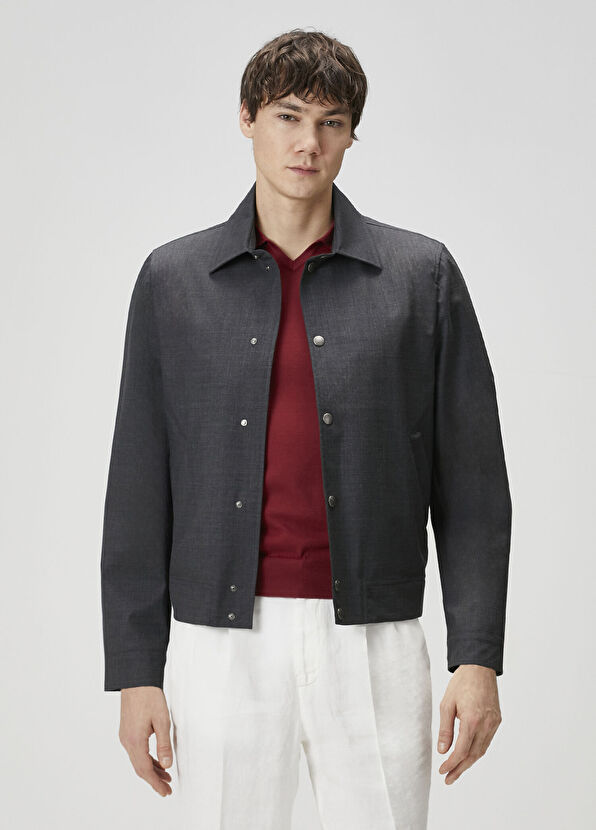 Koyu Gri Yün Mont - Görsel 2