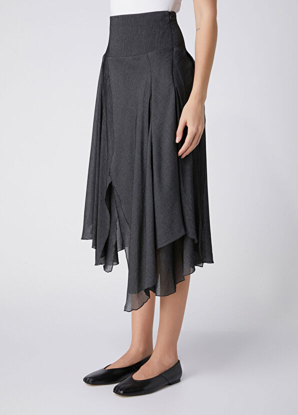 Beymen Club Anthracite Asymmetrical Flowing Skirt - 4