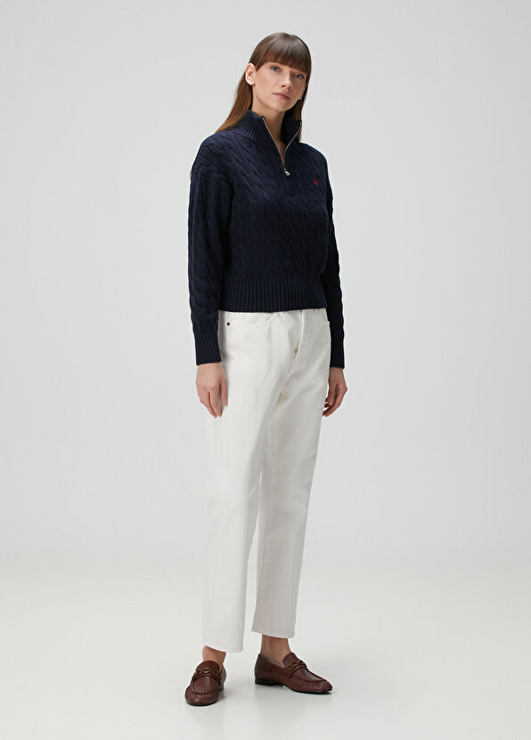 Lacivert Saç Örgü Kazak - Görsel 4