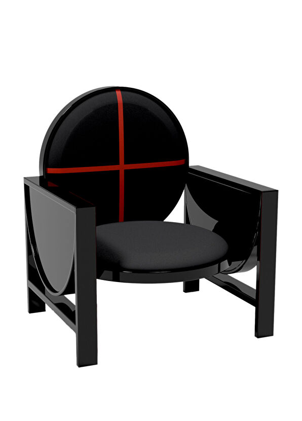 Wonderland Design Atelier Black Red Lacquered Wooden Armchair - 1