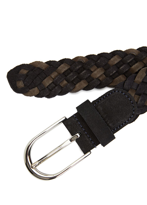 Beymen Club Khaki Navy Textured Men's Suede Belt - 2