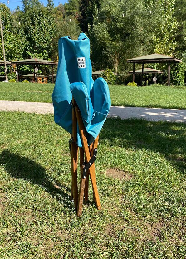 Bag The Joy Wood Brown Frame Turquoise Cover Folding Camp and Garden Chair - 3