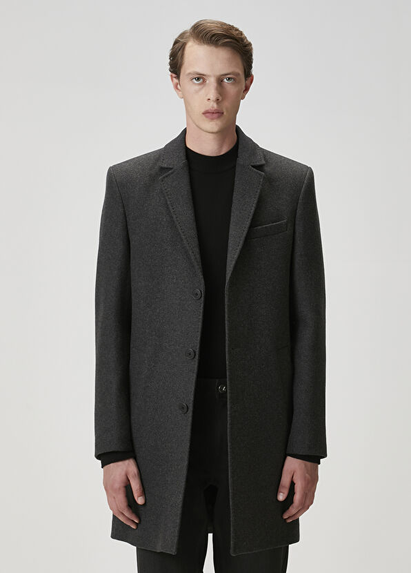 Beymen Club Antrasit İtalyan Yün Kaşe Palto - 1