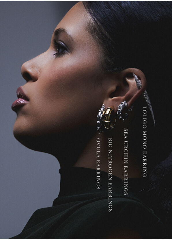 Jaagravii Sea Urchin Rodyum Kaplama Kadın Halka Küpe - 2