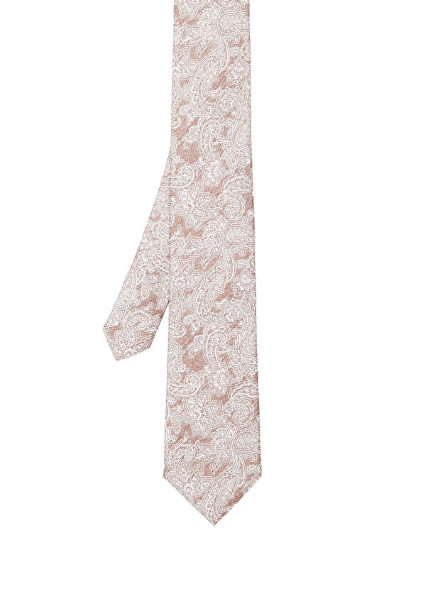 Beymen Club Brown Shawl Pattern Silk Tie - 1