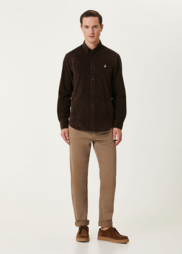 Beymen Club Comfort Fit Brown Velvet Shirt - 3