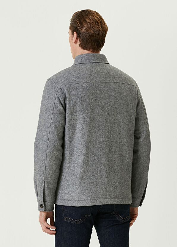 Pal Zileri Gri Yün Dış Gömlek - 4