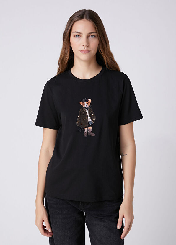 Beymen Club Black Jacketed Dog Detailed T-Shirt - 4