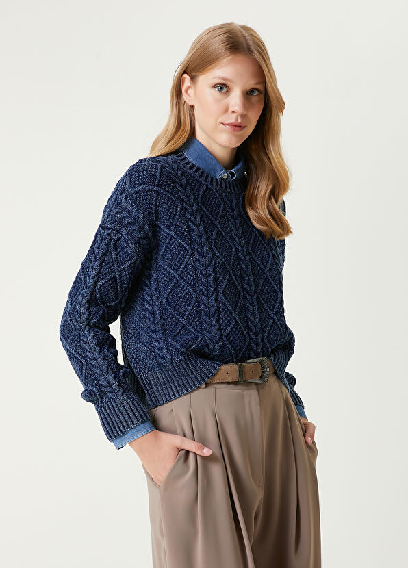 Beymen Club Indigo Hair Braid Textured Sweater - 1