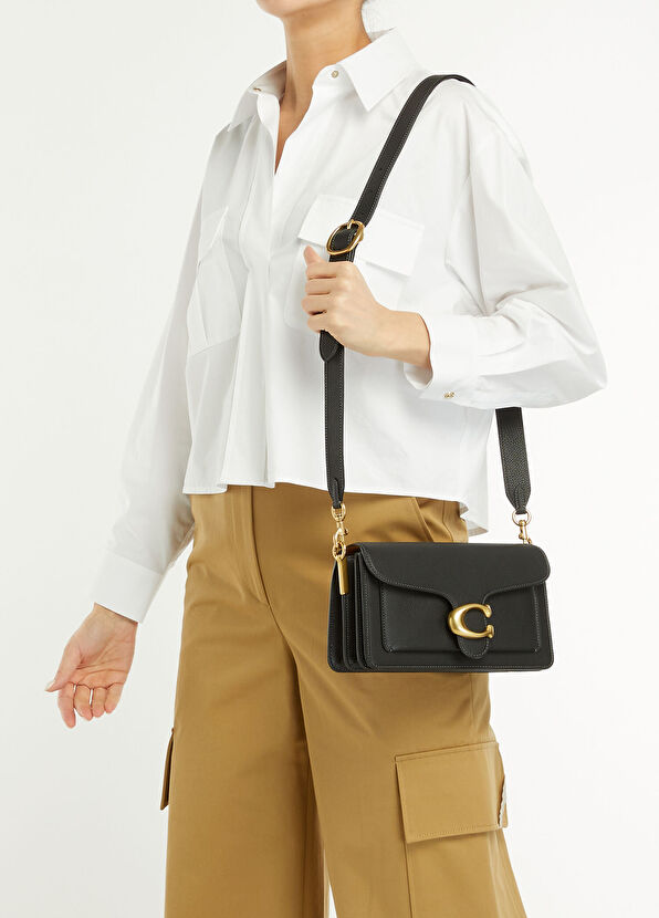 Tabby Siyah Kadın Deri Omuz Çantası - Görsel 3