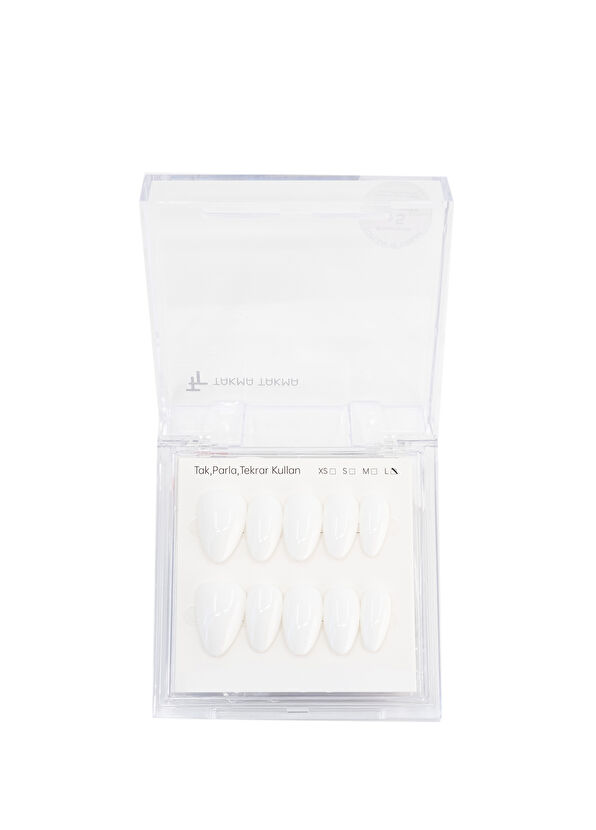 Takma Takma Kısa Balerin 15'li Beyaz Protez Takma Tırnak TT1423 - 1