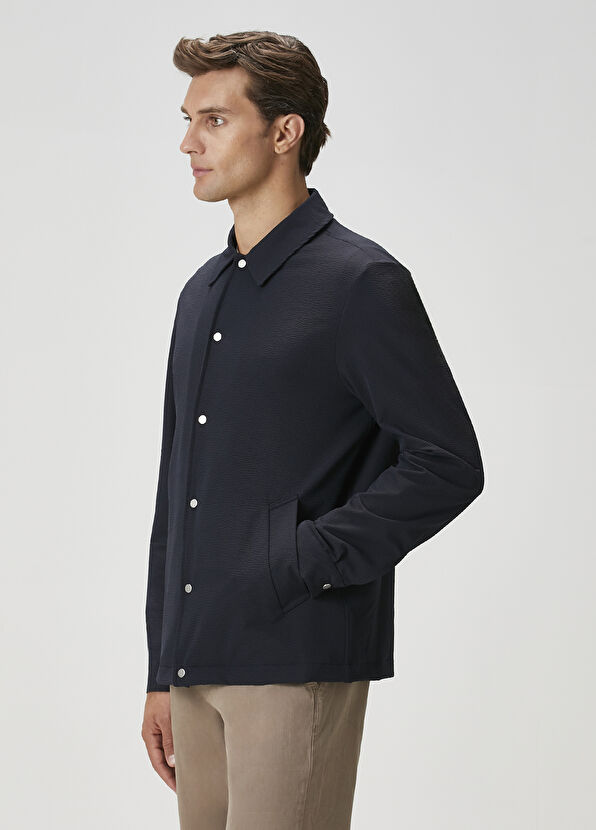 Beymen Club Navy Blue Embossed Textured Outer Shirt - 4