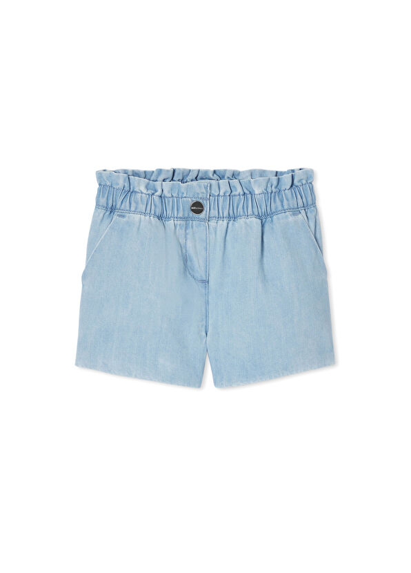 Jacadi Paris Açık Mavi Hafif Denim Kız Bebek Şort - 1
