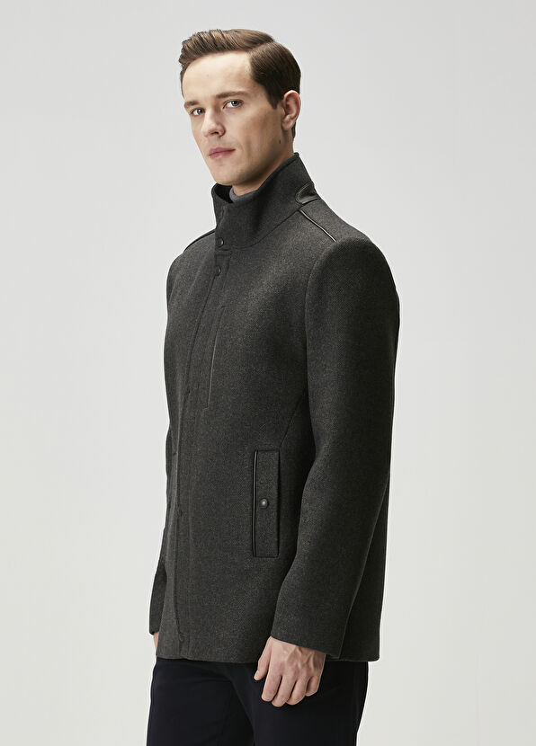 Beymen Club Antrasit Yün Kaşe Kaban - 4
