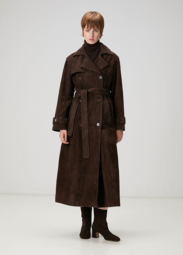 Beymen Club Brown Suede Overcoat - 3