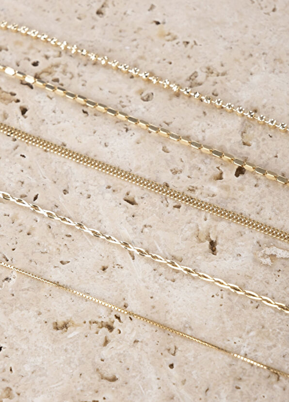 Safir Mücevher 14 Ayar Altın Küp Kadın Zincir Bileklik - 4