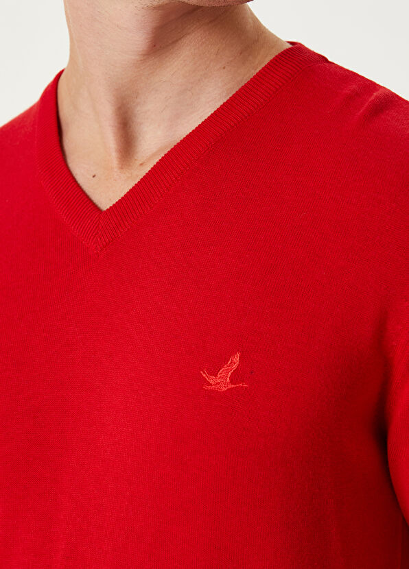 Beymen Club Red V-Neck Sweater - 4