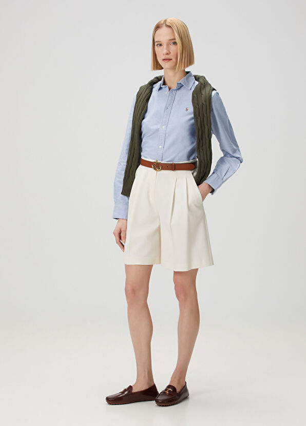 Custom Fit Mavi Oxford Gömlek - Görsel 3