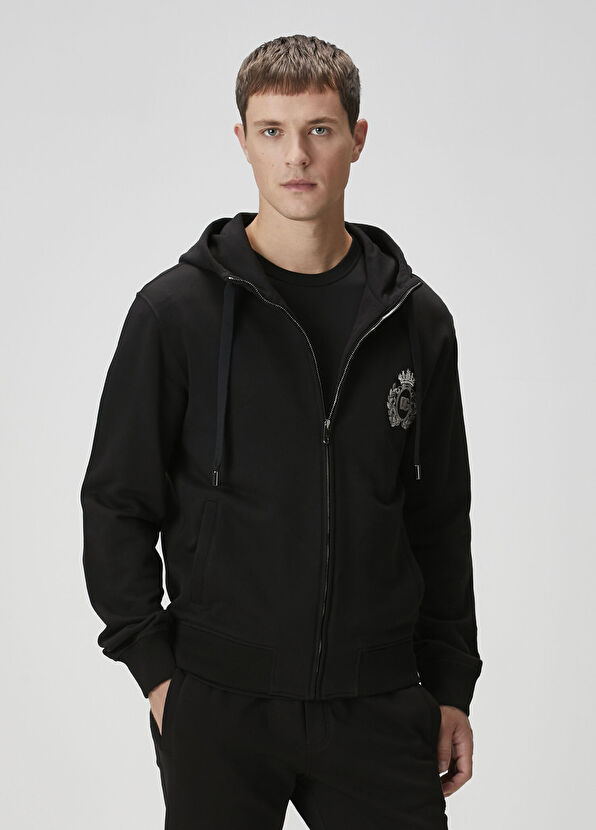 Dolce&Gabbana Siyah Kapüşonlu Sweatshirt - 1