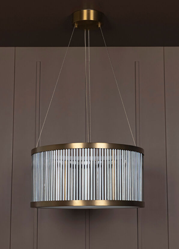 Heka Nablus Antique Smoked Transparent Glass Pendant Chandelier with Rod - 2