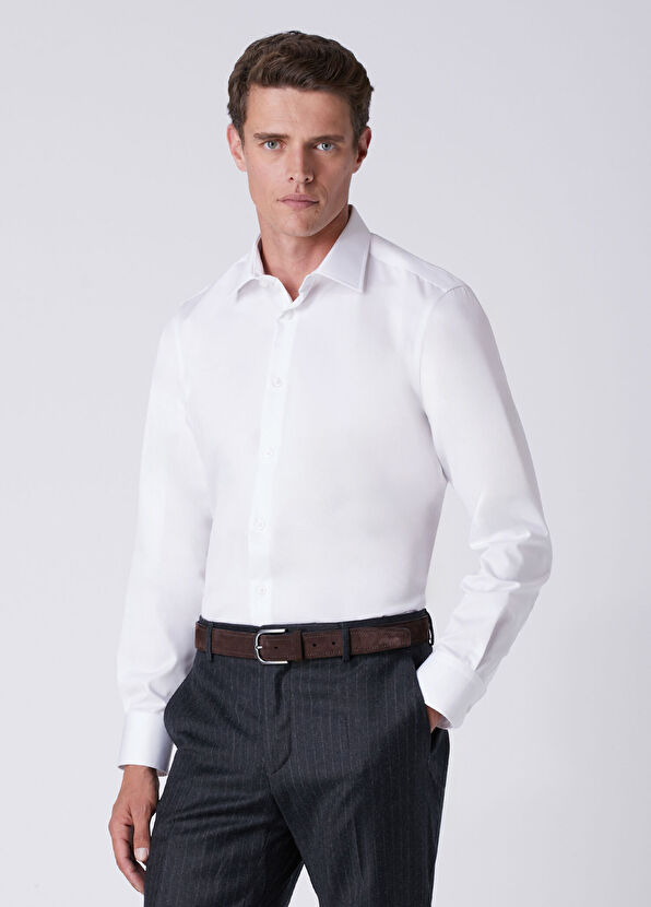 Beymen Club Slim Fit White Non-Iron Twill Shirt - 1