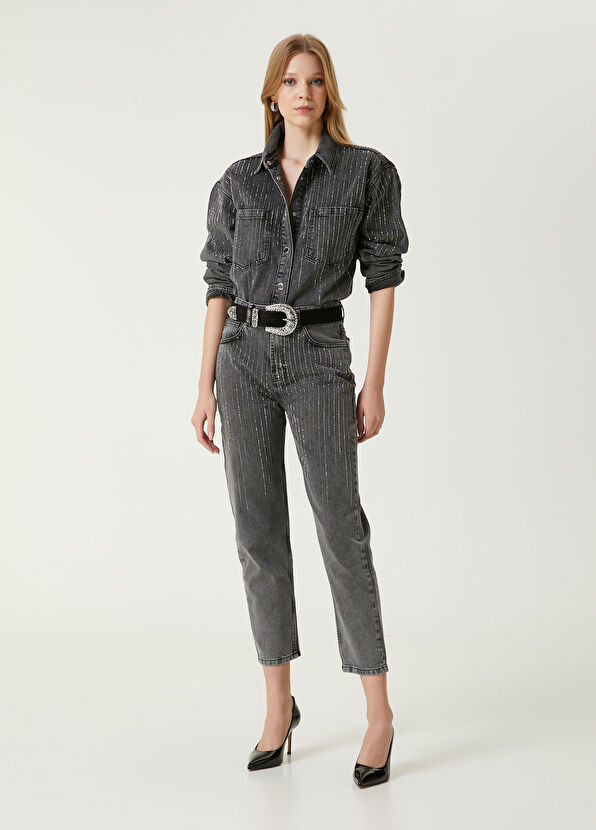 Beymen Club Antrasit Taş Baskılı Denim Ceket - 3