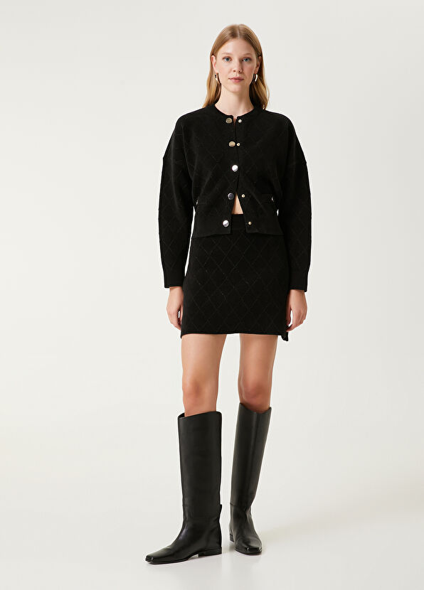 Siyah Simli Triko Hırka Beymen Club Siyah Simli Triko Hırka - 3