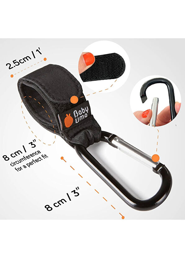 Baby Uma Siyah Bebek Arabası Kanca & Askı Aparatı - 3