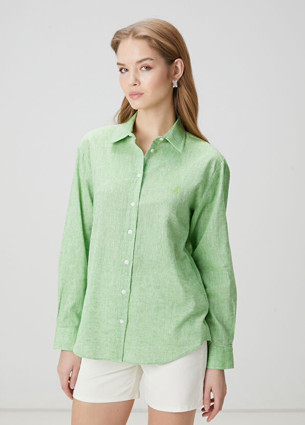 Beymen Club Green Linen Shirt - 1