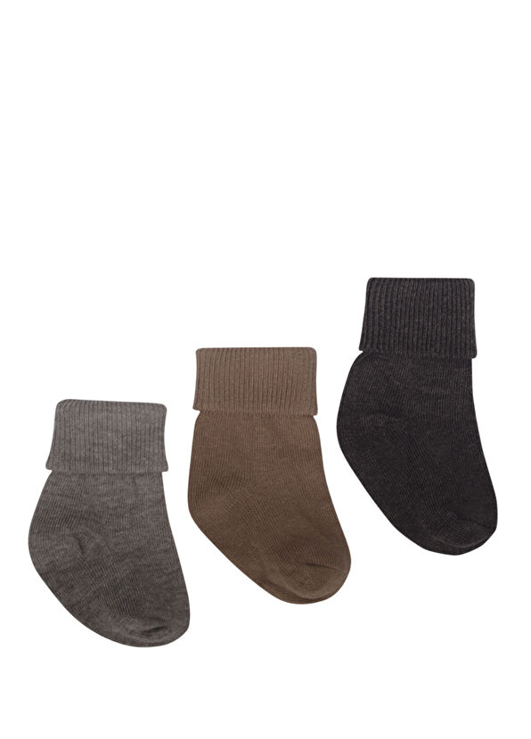 Lille Trove Renkli Yenidoğan Unisex Bebek 3'lü Çorap Seti - 1