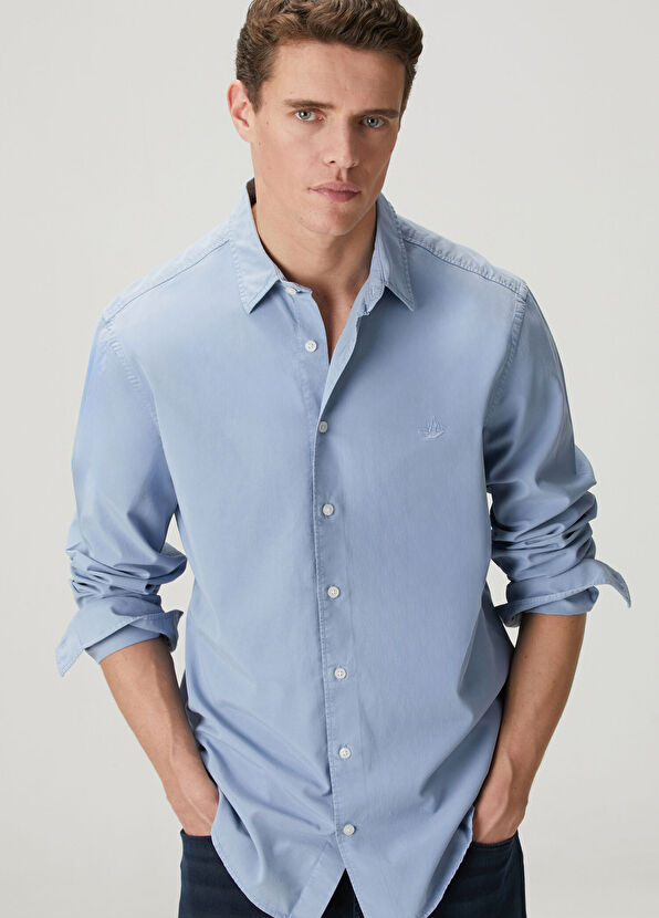 Beymen Club Mavi Parça Boya Comfort Fit Gömlek - 2