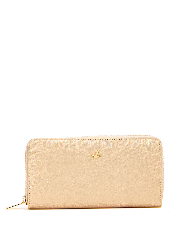 Beymen Club Gold Logo Detailed Women's Large Leather Wallet - 1