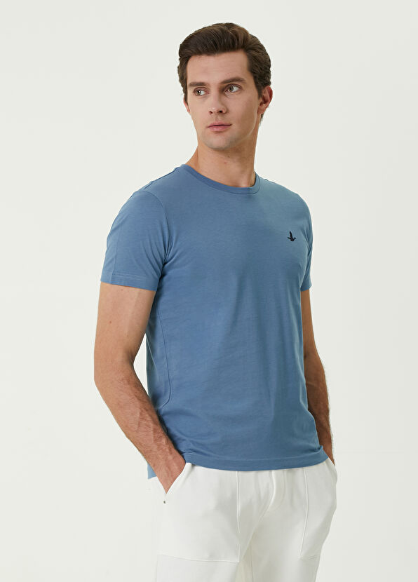 Beymen Club Mavi Kuş Nakışlı Basic T-shirt - 2