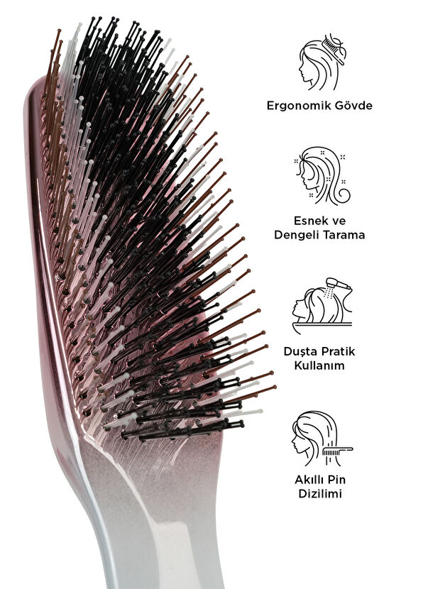 FENDA Professional 4-Pin Ergonomic Pink Hair Brush - 2