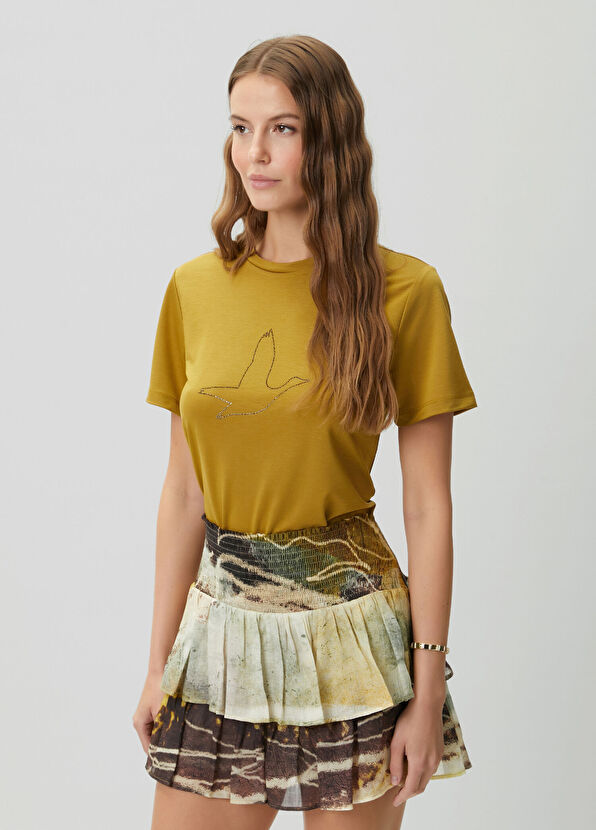 Beymen Club Yeşil Hotfix Kaz Logolu Viskon T-shirt - 4