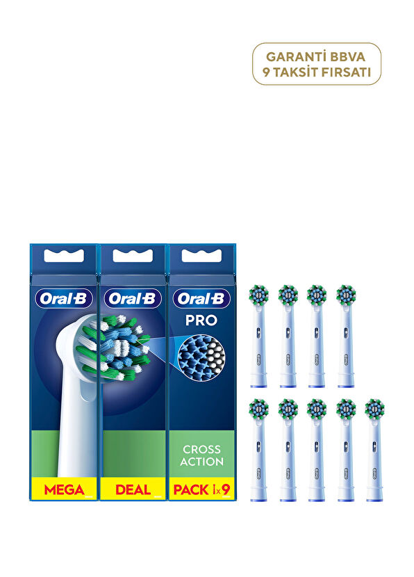 Oral-B EB50 Pro Cross Action 9'lu Beyaz Diş Fırçası Yedek Başlığı - 1