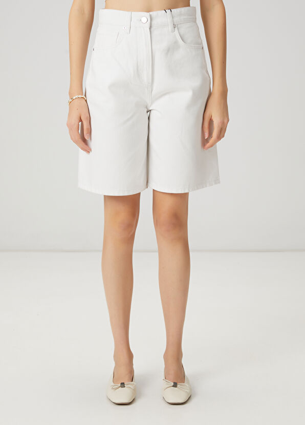 Beymen Club Kırık Beyaz Denim Bermuda - 3