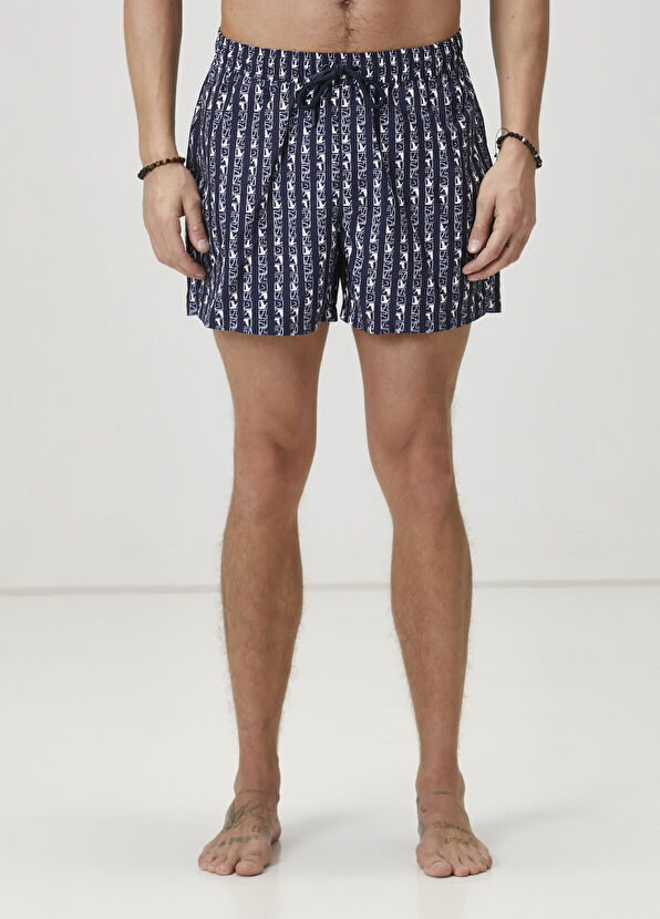 Beymen Club Navy Blue Logo Printeded Swimsuit - 2