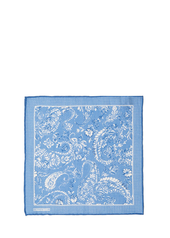 Beymen Club Mavi Şal Desenli Keten Poşet Mendil - 1