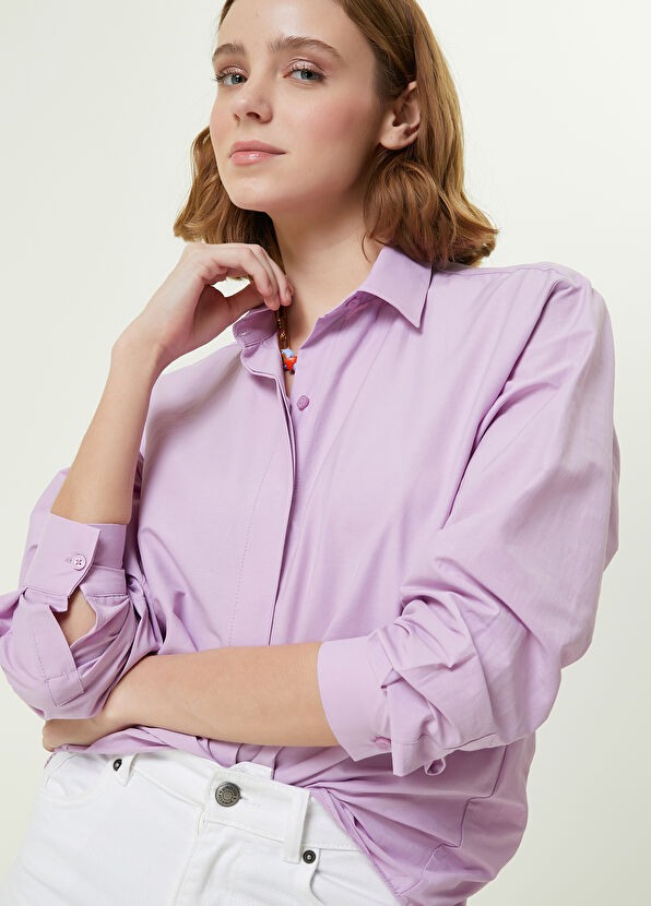 Beymen Club Lila Poplin Boyfriend Gömlek - 2